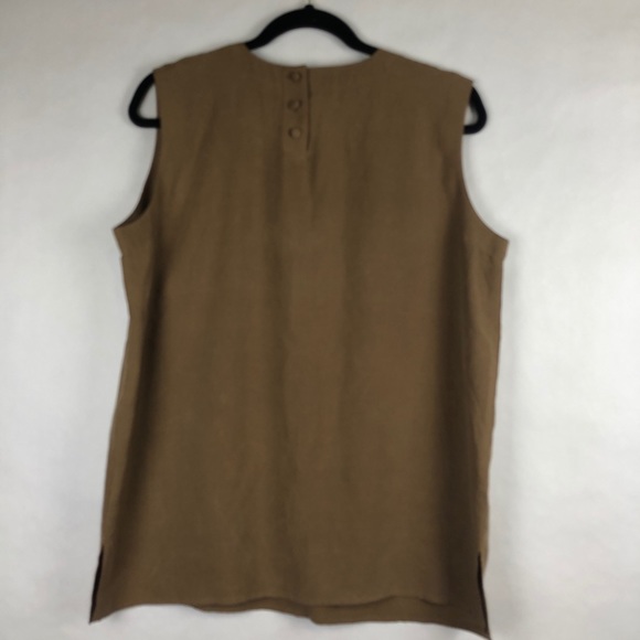Silk land sleeveless blouse large BROWN WOMENS PULLOVER PURE SILK - Picture 3 of 3